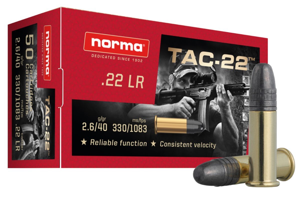 Munição Norma TAC-22 .22 LR 40 gr — Caixa com 50